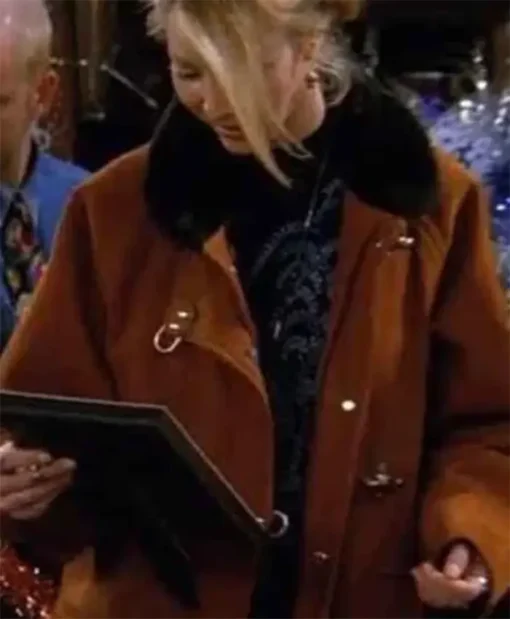 Lisa Kudrow TV Series Friends Phoebe Buffay Brown Jacket With Black Fur Collar