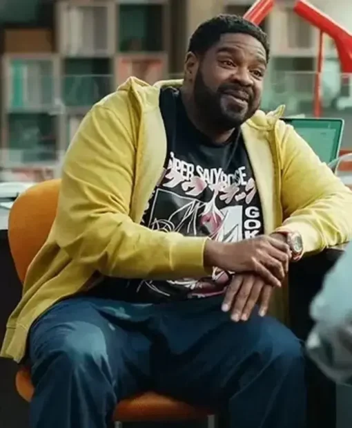 Loot 2024 Ron Funches Yellow Zip-Up Hoodie