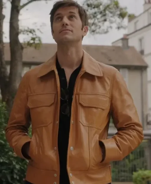 Lucas Bravo Emily in Paris S03 Leather Jacket