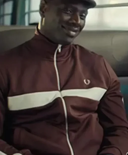 Lupin Omar Sy Maroon Fleece Track Jacket