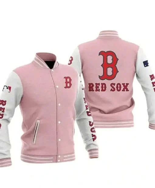 MLB Boston Red Sox Pink Varsity Jacket