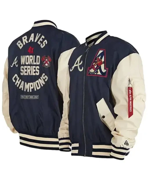 MLB Team Atlanta Braves Vintage Bomber Zip-Up Jacket