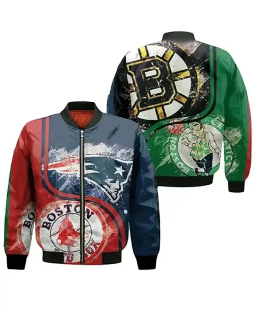 MLB Team Boston Red Sox 3D Printed Bomber Jacket