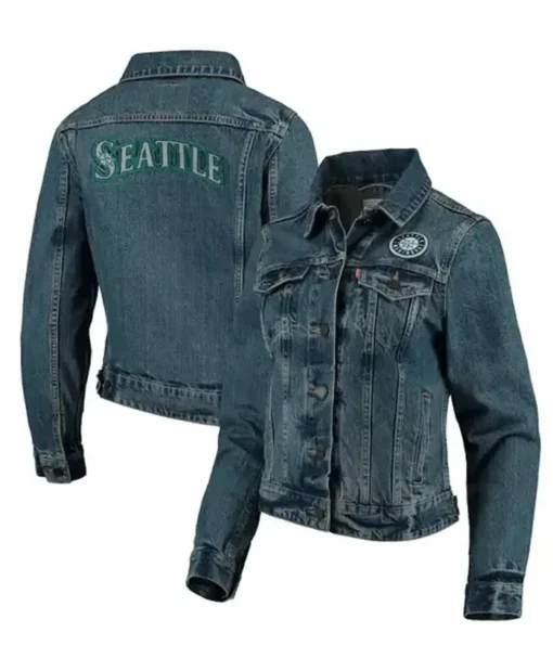 MLB Team Seattle Mariners Denim Trucker Jacket