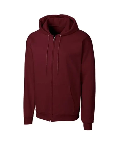 Maisie Lockwood Film Jurassic World Dominion Isabella Sermon Maroon Zipper Fleece Hoodie Jacket