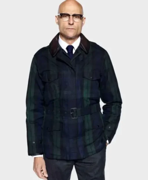 Mark Strong Kingsman Merlin Cotton Plaid Jacket