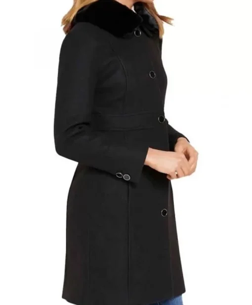 Mary Hamilton TV Series Batwoman Nicole Kang Fur Collar Black Wool Coat