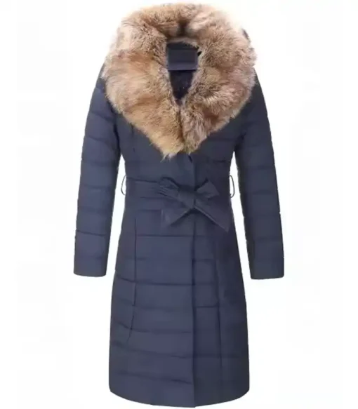 Megan Blue Mink Fur Long Puffer Coat