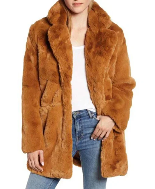 Melody Mel Bayani The Equalizer Brown Faux Fur Coat