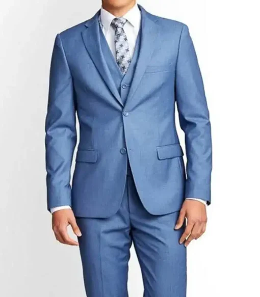 Mens 3 Piece Sky Blue Leverett Suit