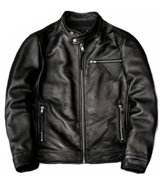 Men's Biker Black Motorcycle Hunt Leather Jacket