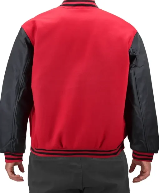 Mens Black and Red Letterman Jacket