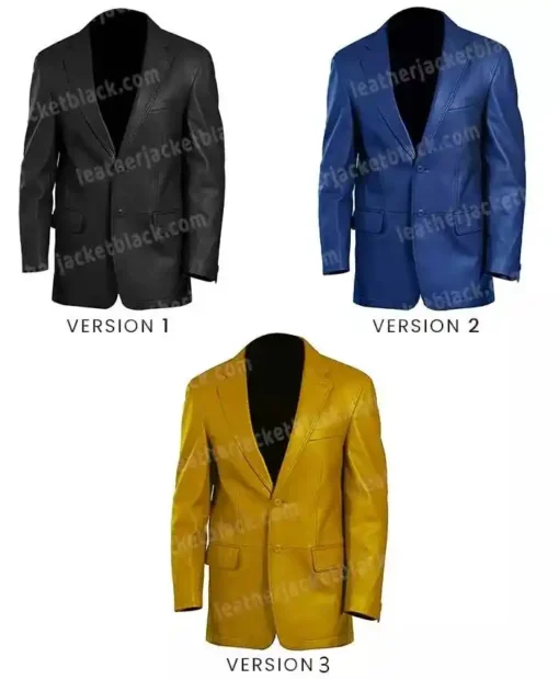 Men's Casual Style Slim Fit Genuine Leather Blazer Coat