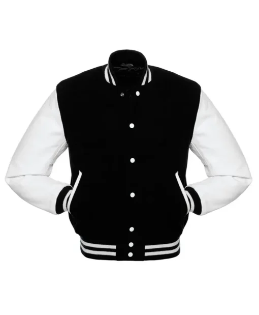 Mens College Black and White Letterman Varsity Jacket