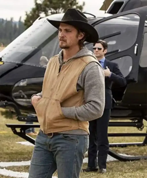 Mens Luke Grimes Yellowstone TV Series Kayce Dutton Brown Cotton Vest