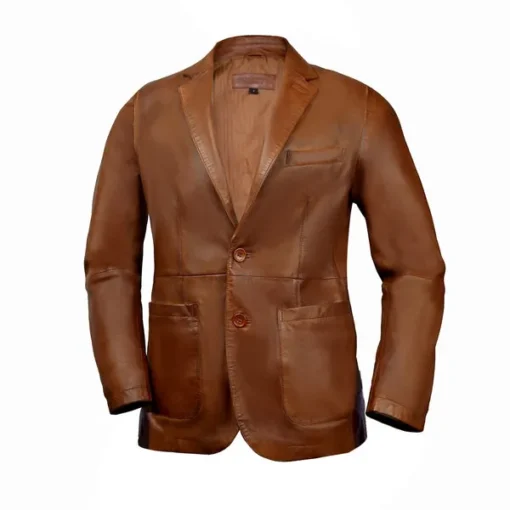 Men’s Sheepskin Leather Formal Brown Blazer Coat