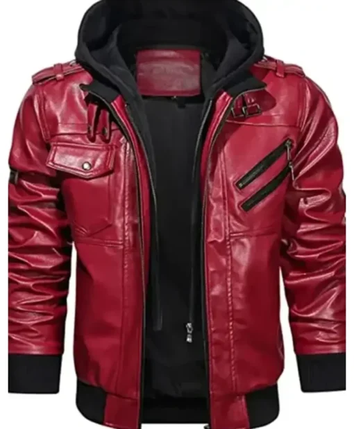 Mens The Red Bomber Leather Jacket