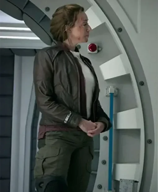 Molly Parker Brown Leather Jacket Lost in Space