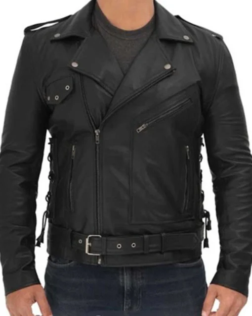 Motorcycle Leather Black Jacket Lucas Asymmetrical