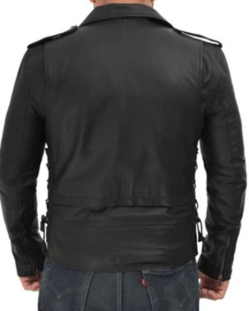 Motorcycle Leather Black Jacket Lucas Asymmetrical sale