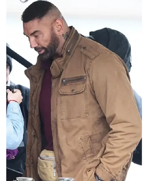 My Spy The Eternal City 2024 Dave Bautista Brown Zip-Up Jacket