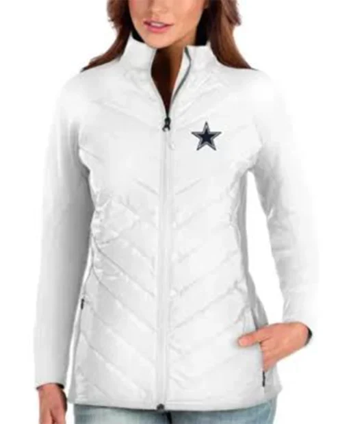 NFL Amy Dallas Cowboys White Quilted Full-Zip Jacket