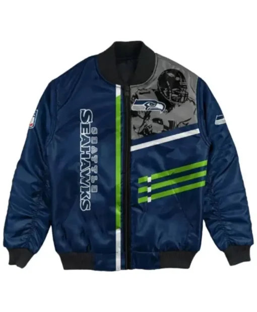 NFL Sim Bayer Seattle Seahawks Vintage Bomber Jacket For Men And Women