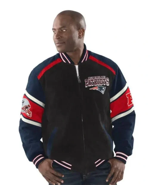 NFL Team Hannah Cassin New England Patriots Suede Leather Jacket