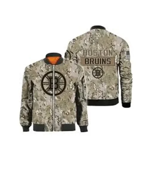 NHL Boston Bruins Camo Bomber Jacket