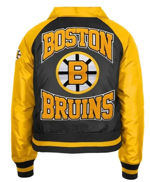 NHL Boston Bruins Classic Collar Crop Varsity Jacket bACK