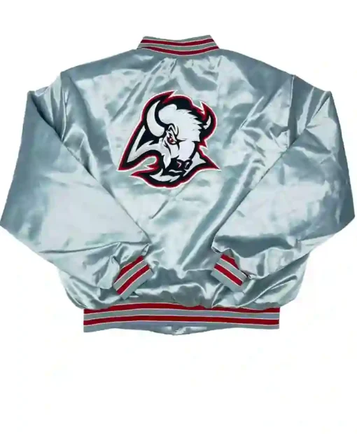 NHL Buy Buffalo Sabres Goathead Silver Satin Letterman Varsity Jacket For Men And Women