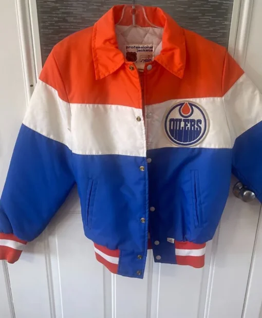 NHL Edmonton Oilers Blue And Orange Varsity Jacket