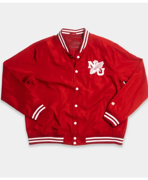 Nebraska Cornhuskers Herbie Button Up Satin Varsity Jacket