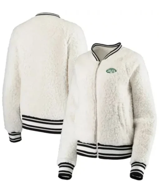 New York Jets Nick Lang White Sherpa Jacket