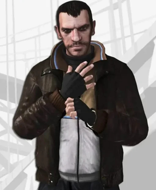 Niko Bellic GTA 4 Brown Bomber Leather Jacket