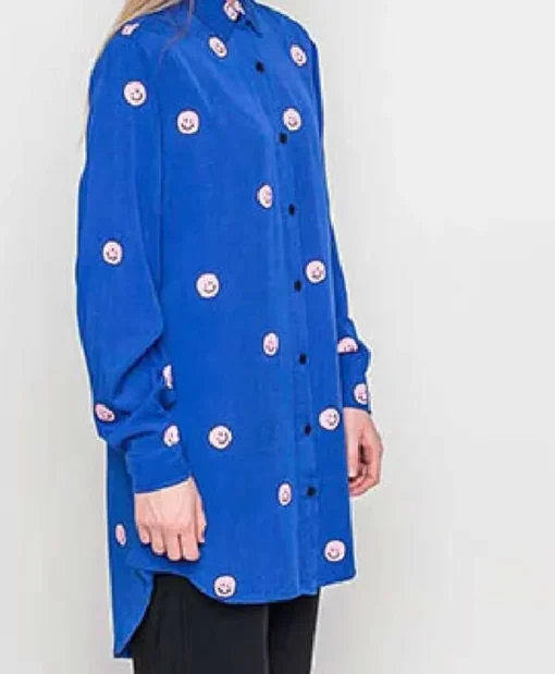 Noel Fielding Smiley Face Blue Long Shirt