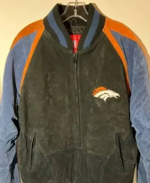 Noland Men’s NFL Denver Broncos Suede Leather Varsity Jacket For Sale