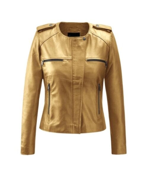 Now You See Me 2 Lula Collarless Golden Leather Jacket