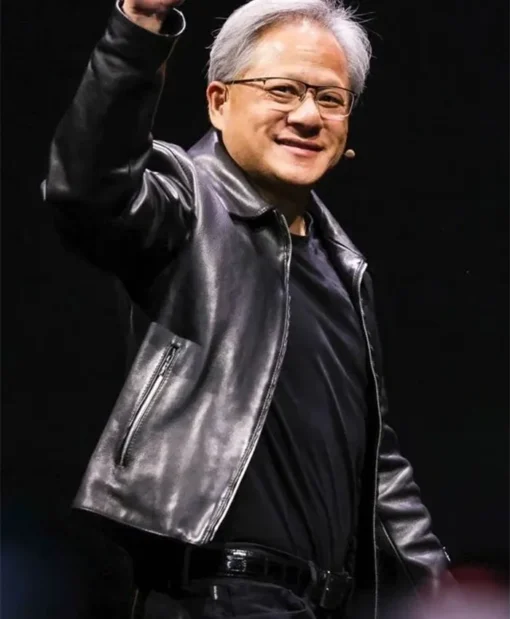 Nvidia CEO Jensen Huang Black Leather Jacket For Sale