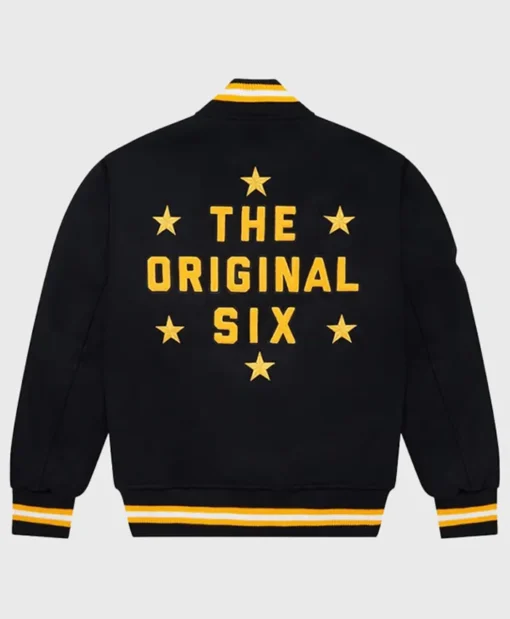 OVO x NHL Boston Bruins Black Letterman Varsity Jacket For Men And Women