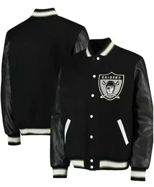 Oakland Raiders Heavyweight Black Varsity Jacket