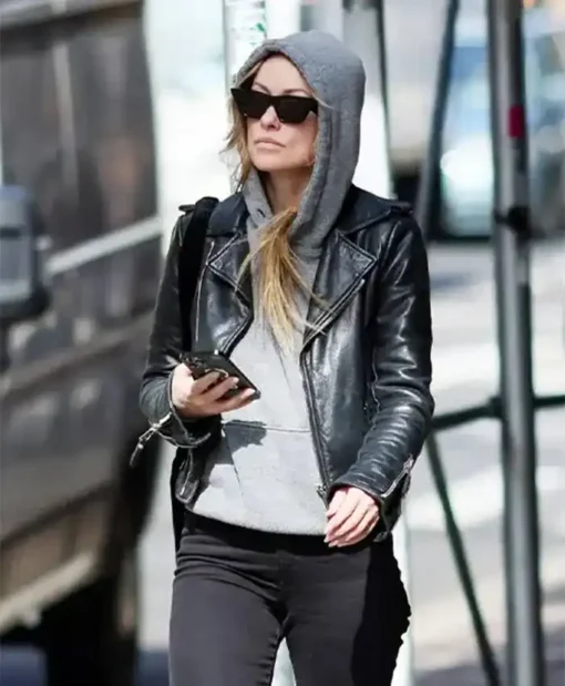 Olivia Wilde Black Biker Leather Jacket