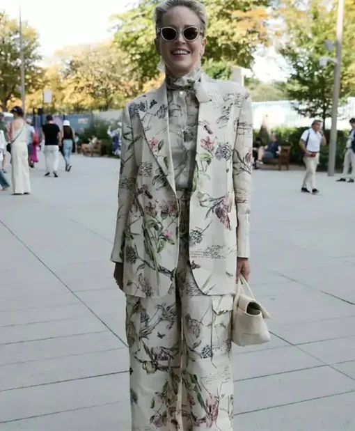 Paris Olympics 2024 Sharon Stone Floral Suit