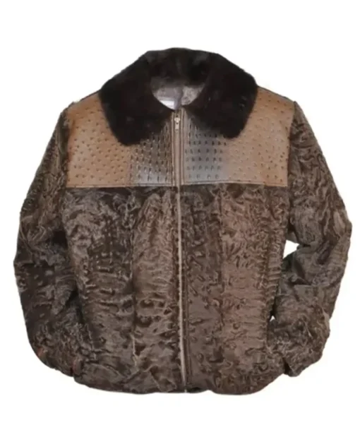 Persian Lamb B3 Bomber Mink Fur Collar Jacket