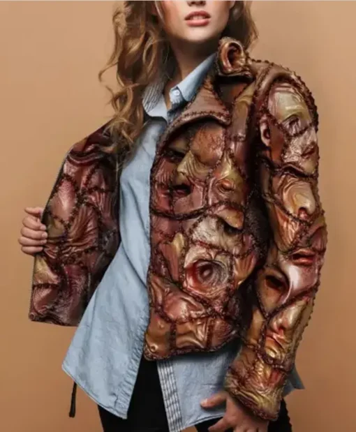 Peta Human Brown Leather Jacket