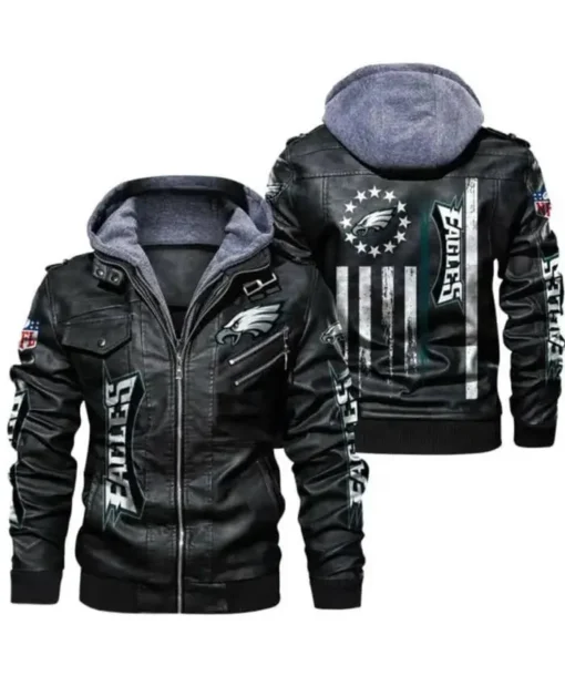 Philadelphia Eagles Leather Jacket For Men and Women Black