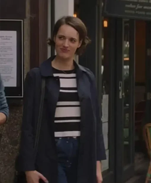 Phoebe Waller-Bridge TV Series Fleabag Navy Blue Double-Breasted Wool Trench Coat