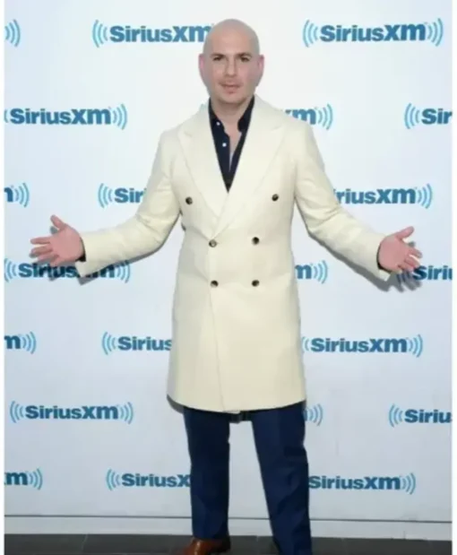 Pitbull Double Breasted White Peacoat