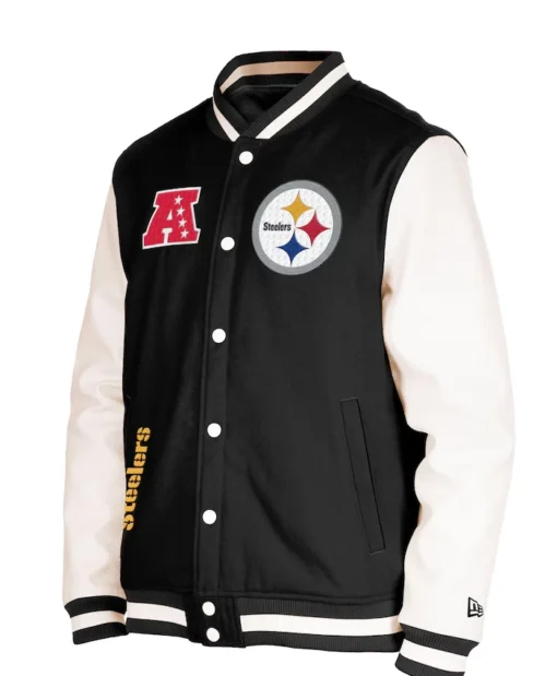 Pittsburgh Steelers Black And White Varsity Jacket