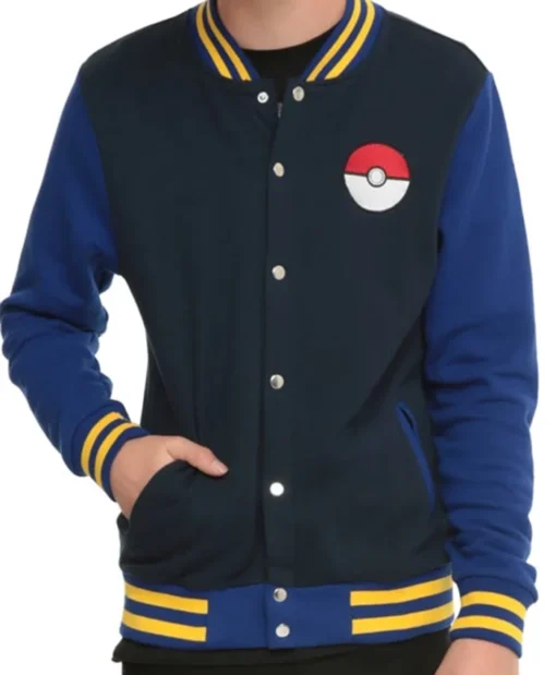 Pokemon Go Trainer Trailer Logo Blue Letterman Jacket